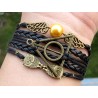 Harry Potter Bracelet  reliques de la mort en cuir noir