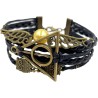 Harry Potter Bracelet  reliques de la mort en cuir noir