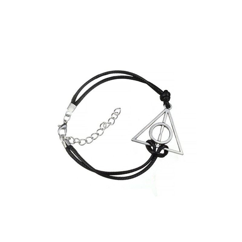 HARRY POTTER Bracelet cordon cuir noir relique de la mort