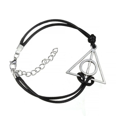 HARRY POTTER Bracelet cordon cuir noir relique de la mort
