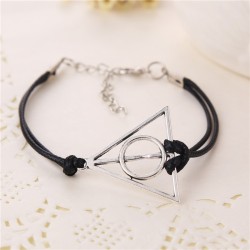 HARRY POTTER Bracelet cordon cuir noir relique de la mort