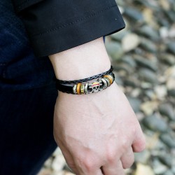 ONE PIECE Bracelet cuir 3 lanières Luffy