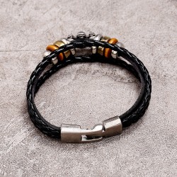 ONE PIECE Bracelet cuir 3 lanières Luffy