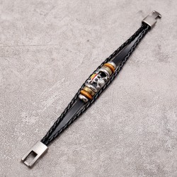 ONE PIECE Bracelet cuir 3 lanières Luffy