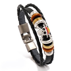 ONE PIECE Bracelet cuir 3 lanières Luffy