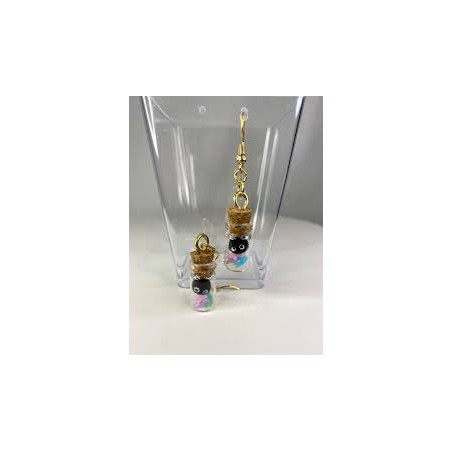 BOUCLES D'OREILLES NOIRAUDE ET PAILLETTES D'INSPIRATION GHIBLI