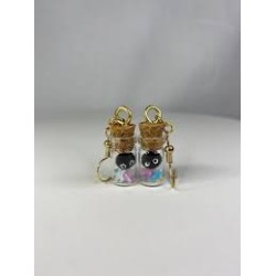 BOUCLES D'OREILLES NOIRAUDE ET PAILLETTES D'INSPIRATION GHIBLI