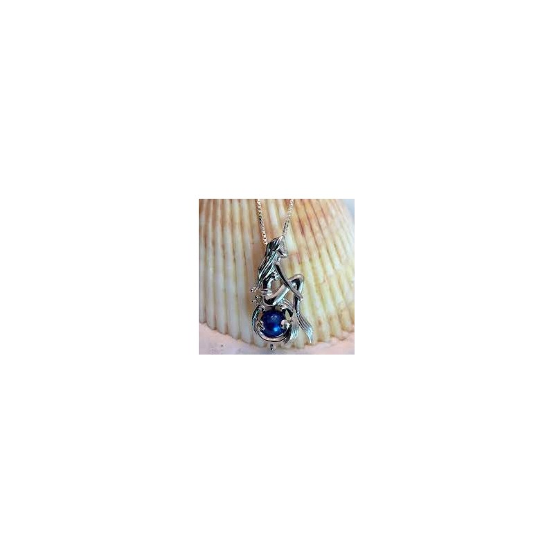 La Petite sirène Collier cage perle bleu