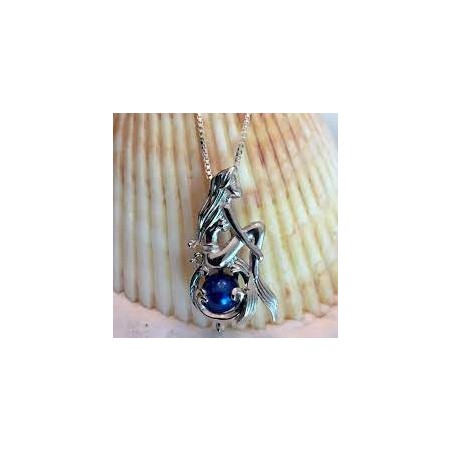 La Petite sirène Collier cage perle bleu