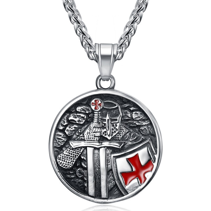 FANTAISIE Collier  Médaille Chevalier Templier