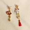 FANTAISIE Boucles d'oreille thème renard Japonais asymetrique