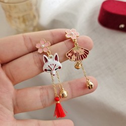 FANTAISIE Boucles d'oreille thème renard Japonais asymetrique