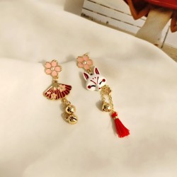 FANTAISIE Boucles d'oreille thème renard Japonais asymetrique
