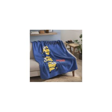 MINIONS Plaid Polaire Imprimé 100% Polyester, Les Minions Banana 110x140cm
