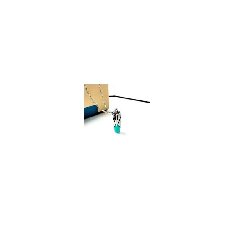 HATSUNE MIKU Collier Volcaloid argenté et fusain bleu