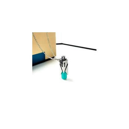 HATSUNE MIKU Collier Volcaloid argenté et fusain bleu