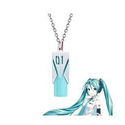 HATSUNE MIKU Collier Volcaloid argenté et fusain bleu
