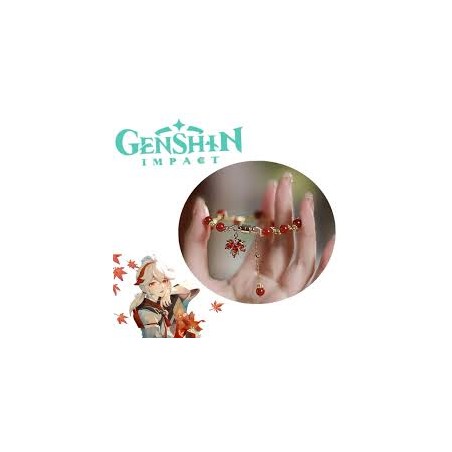 GENSHIN IMPACT Bracelet doré feuille d'érable et perle rouge