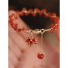 GENSHIN IMPACT Bracelet doré feuille d'érable et perle rouge