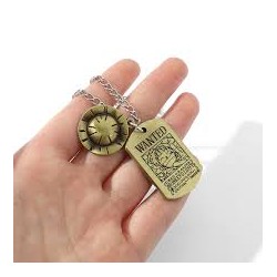 ONE PIECE Collier plaque bronze et chapeau de paille luffy