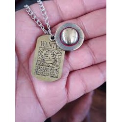 ONE PIECE Collier plaque bronze et chapeau de paille luffy