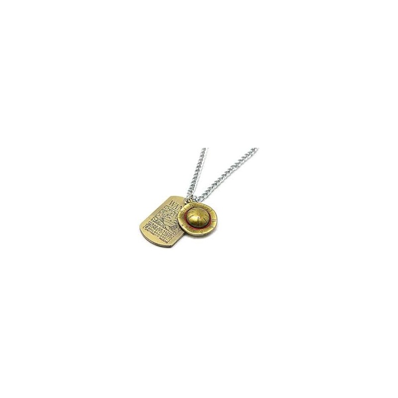 ONE PIECE Collier plaque bronze et chapeau de paille luffy