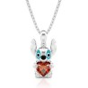 STITCH Collier argenté petit stitch et coeur rouge