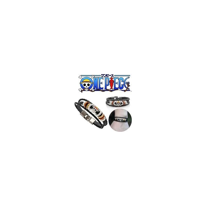 ONE PIECE Bracelet cuir 3 lanières Luffy