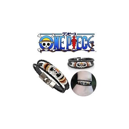 ONE PIECE Bracelet cuir 3 lanières Luffy