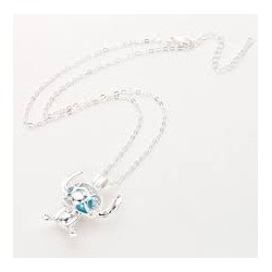 STITCH Collier cage perle bleu
