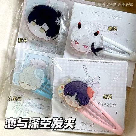 LOVE AND DEEPSPACE Lot de 4 Barrettes pince +perso acylique