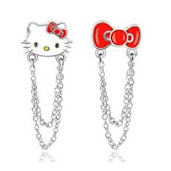 HELLO KITTY Boucle d'oreille kitty asymetrique theme rouge