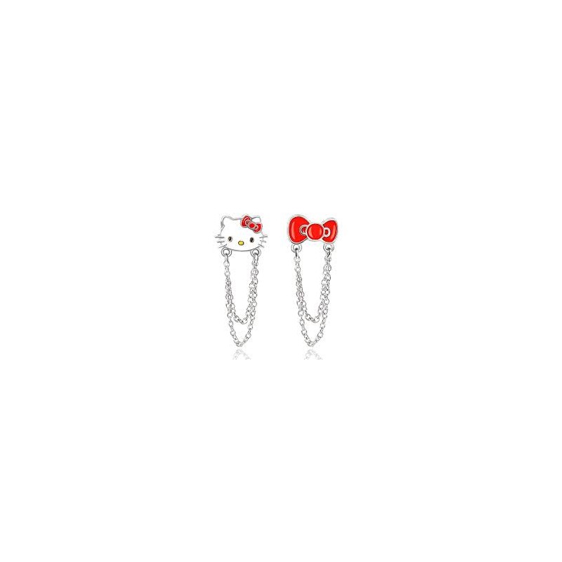 HELLO KITTY Boucle d'oreille kitty asymetrique theme rouge