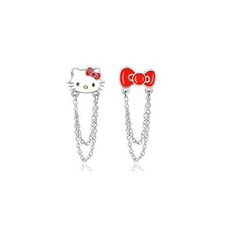 HELLO KITTY Boucle d'oreille kitty asymetrique theme rouge