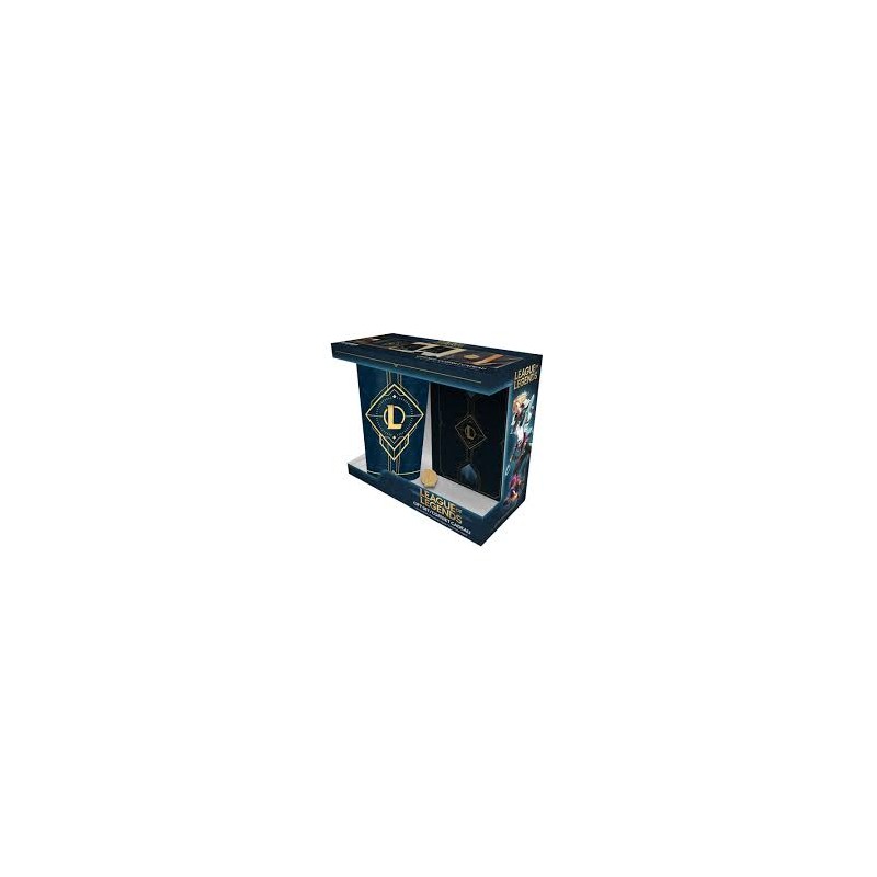 LEAGUE OF LEGENDS - Pck Verre XXL + Pin's + Carnet "Hextech logo"