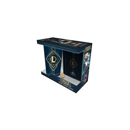 LEAGUE OF LEGENDS - Pck Verre XXL + Pin's + Carnet "Hextech logo"