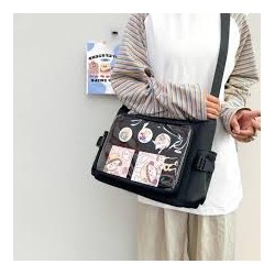 Kawaii sacoche type Itabag noir en toile