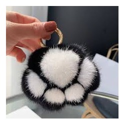 KAWAII Porte clé Patoune de chat peluche