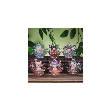 BLIND BOX Figurine Kitsune en résine effet translucide