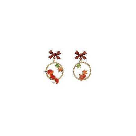 KAWAII Boucles d'oreilles Asymétrique Renard Automnal