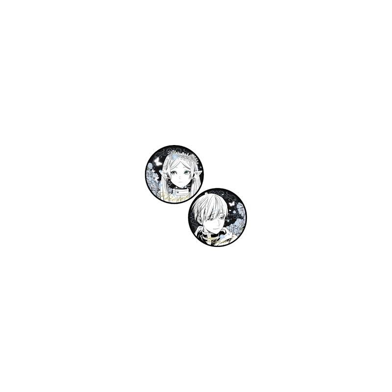 Badges Frieren 58 mm noir et blanc pailleté