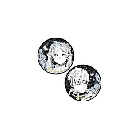 Badges Frieren 58 mm noir et blanc pailleté