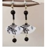 Boucle D'oreille Eventail Noir et Blanc