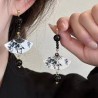 Boucle D'oreille Eventail Noir et Blanc