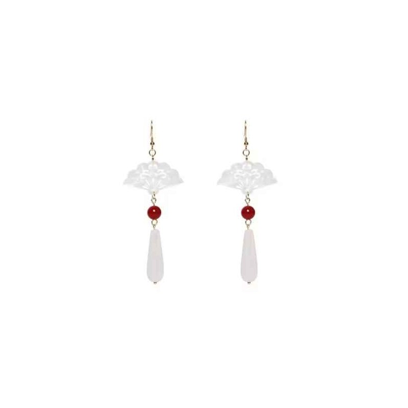 Boucle D'oreille Eventail Blanc Nacre