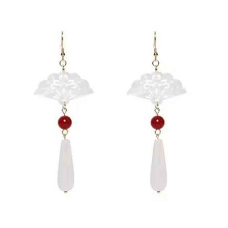 Boucle D'oreille Eventail Blanc Nacre