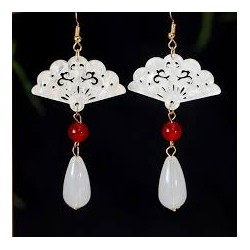 Boucle D'oreille Eventail Blanc Nacre