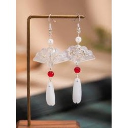 Boucle D'oreille Eventail Blanc Nacre