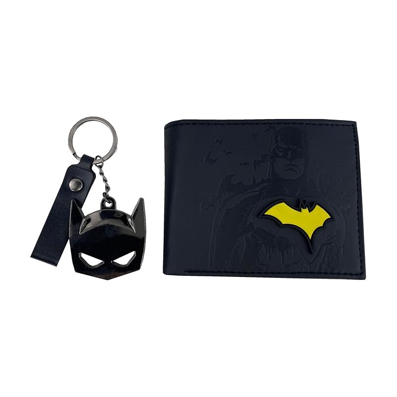 Batman - Coffret cadeau, portefeuille et porte-clés, noir, produit officiel