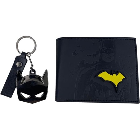 Batman - Coffret cadeau, portefeuille et porte-clés, noir, produit officiel